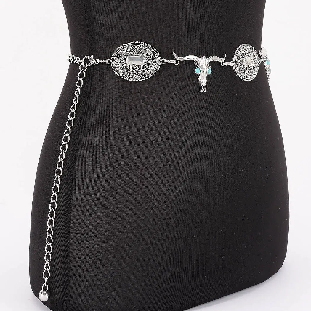 Vintage Skull Metal Chain Belt