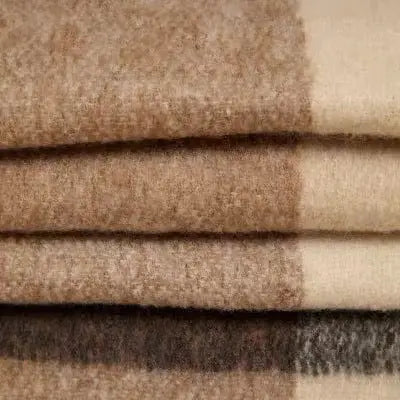 Patchwork Khaki Tassel Cozy Scarf