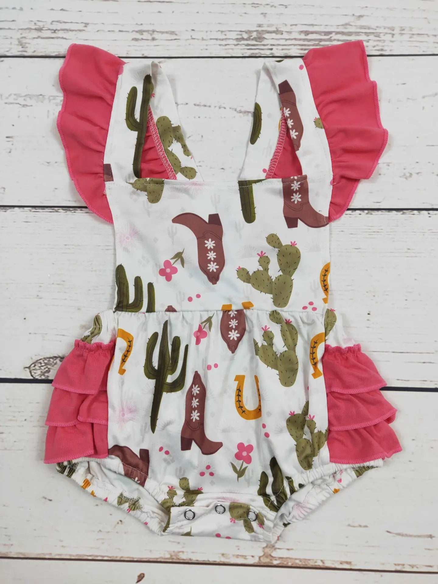 Cactus & Boots Baby Girl Bubble Romper