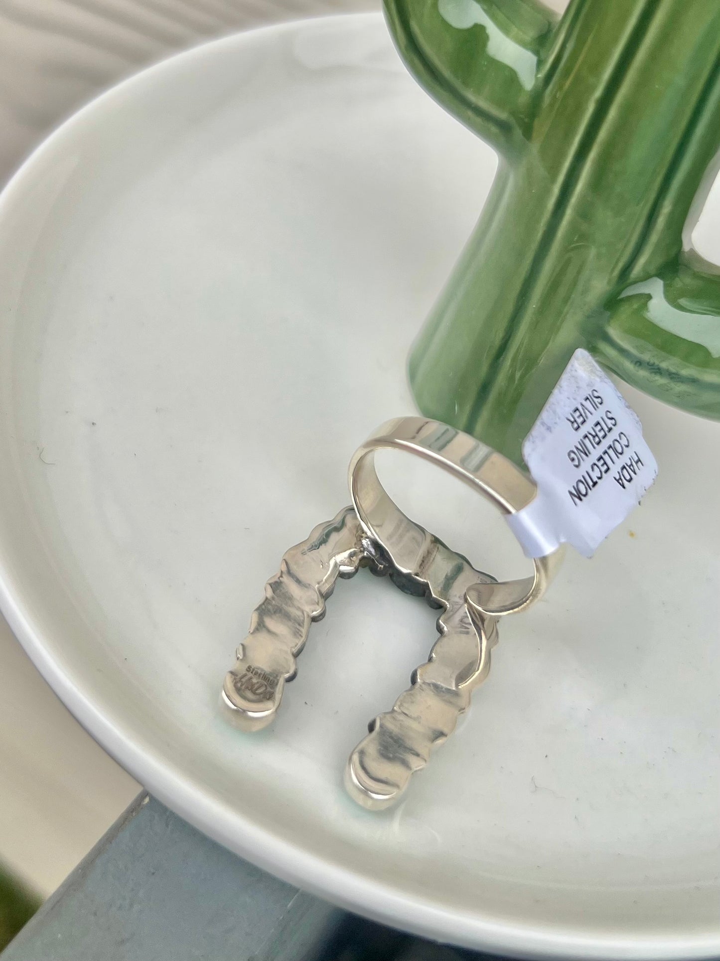 HADA Navajo Kingman Turquoise Horseshoe Ring - Adjustable!