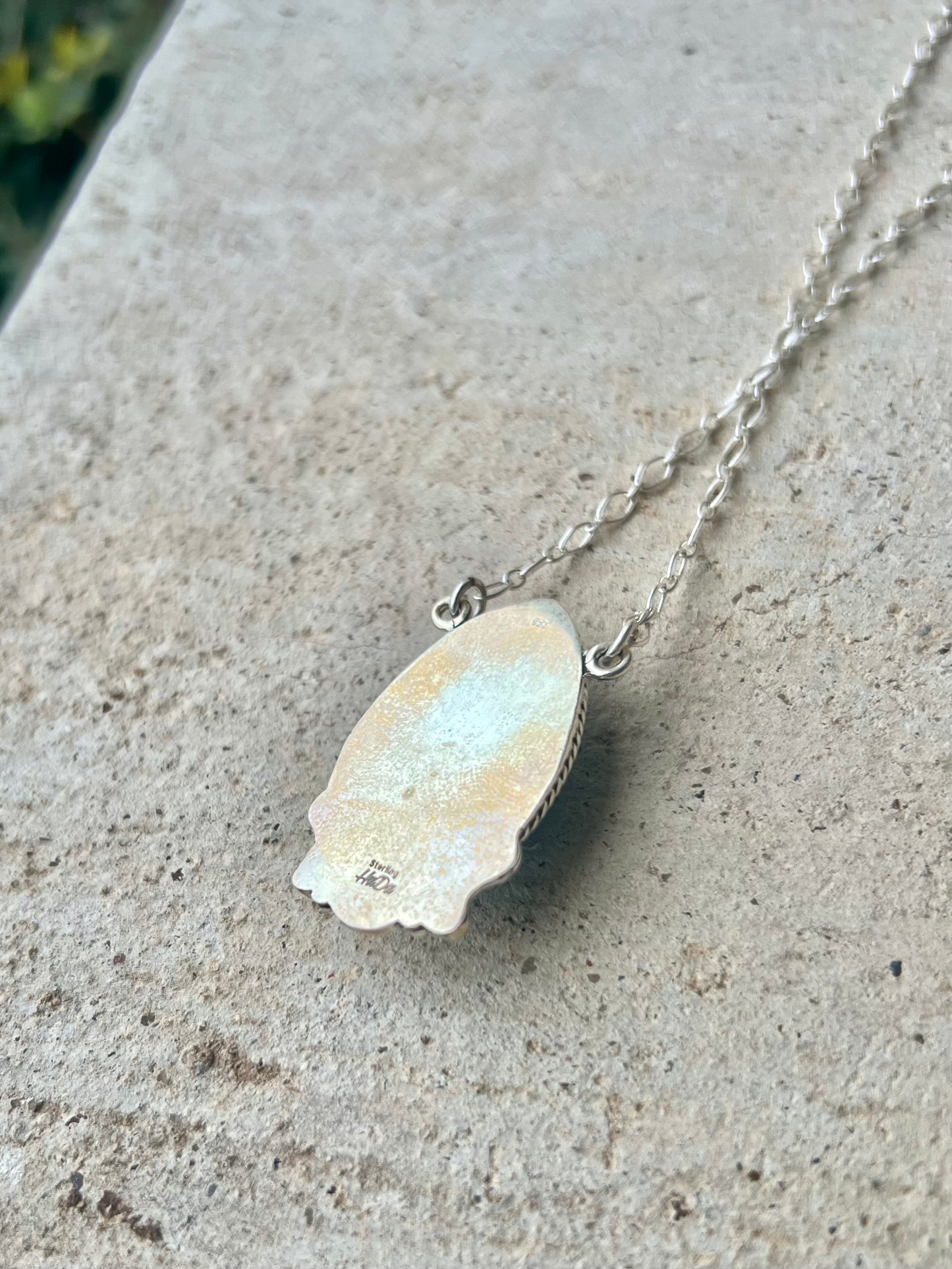 14" Chain Thunder Mountain Turquoise Large Pendant Necklaces