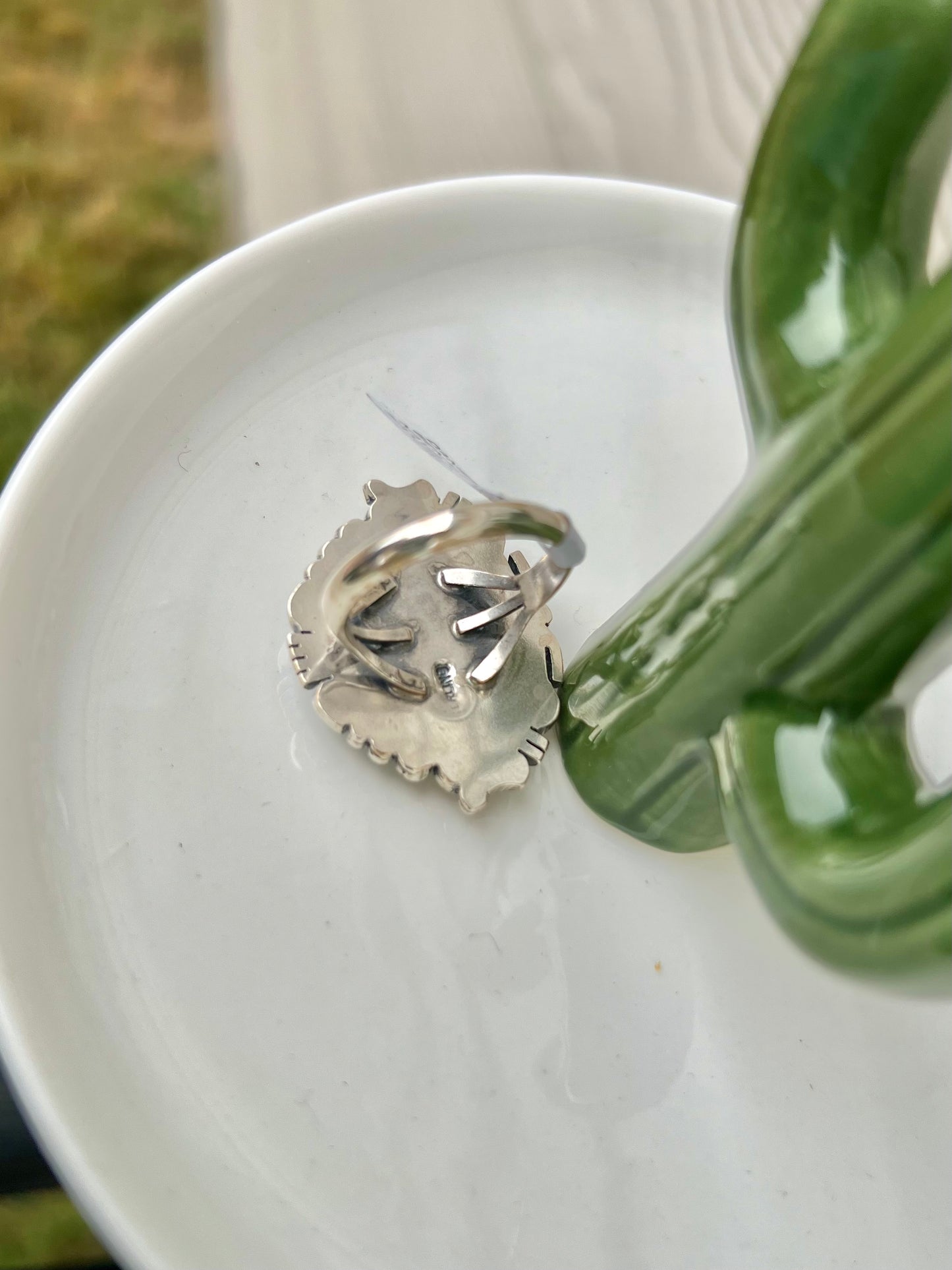 Navajo Handmade Kingman Web Turquoise Ring - Size 9