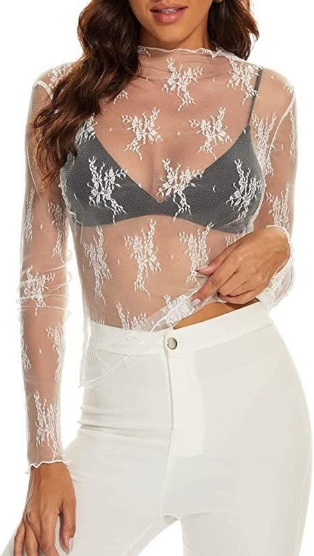 Long Sleeve Mesh Top - Online Only