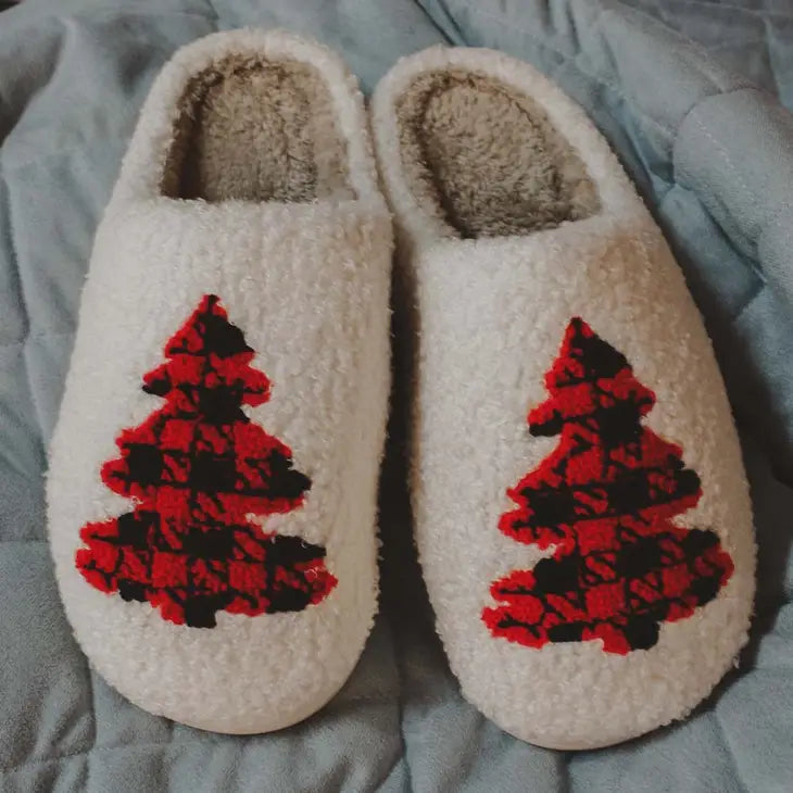 Buffalo Plaid Christmas Sherpa Slippers
