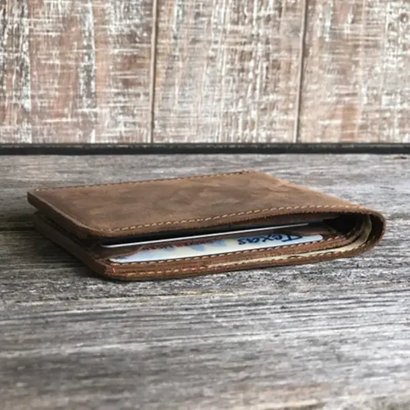 Handmade Dark Brown Leather Bifold Wallet