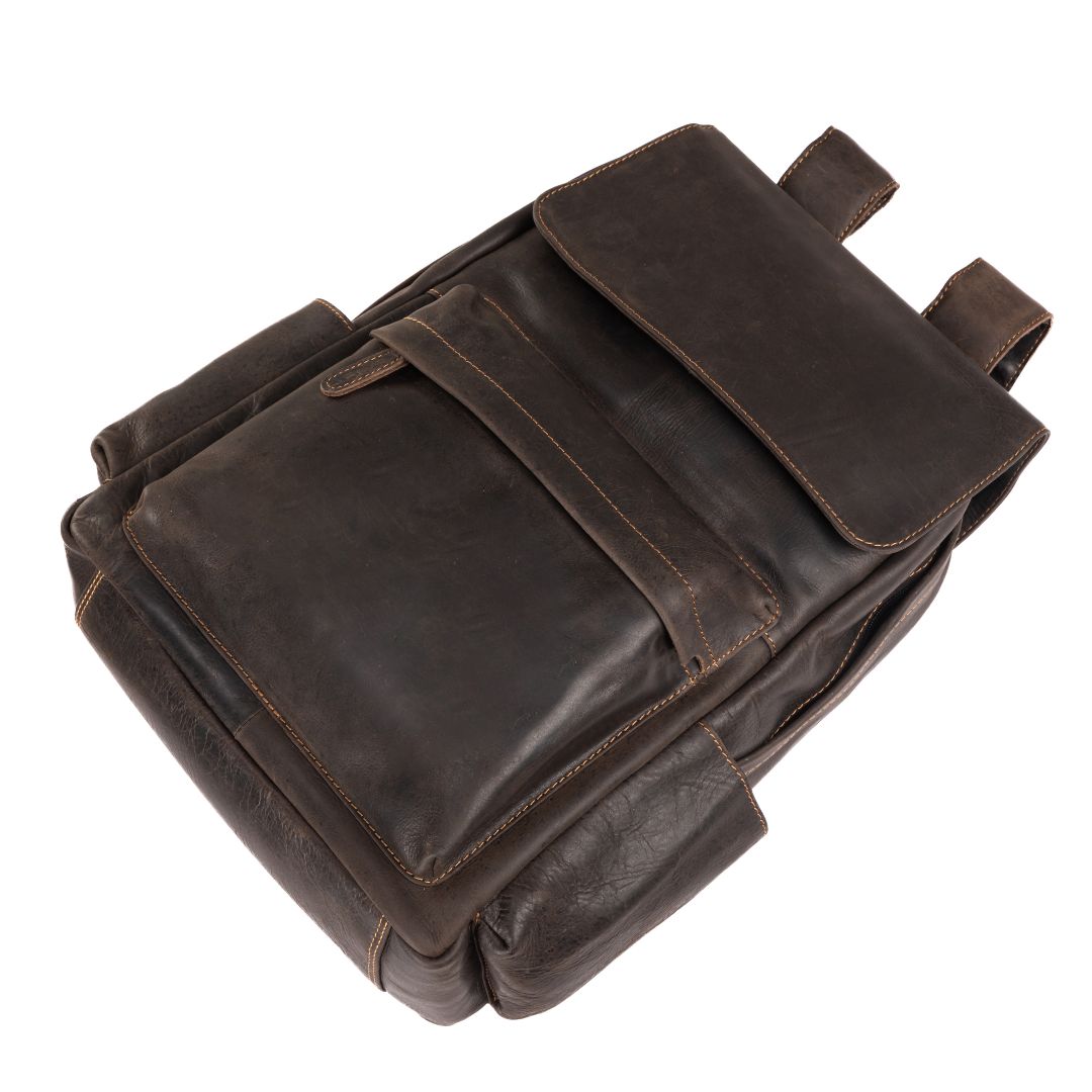 Leather Vintage Backpack - Dark Brown