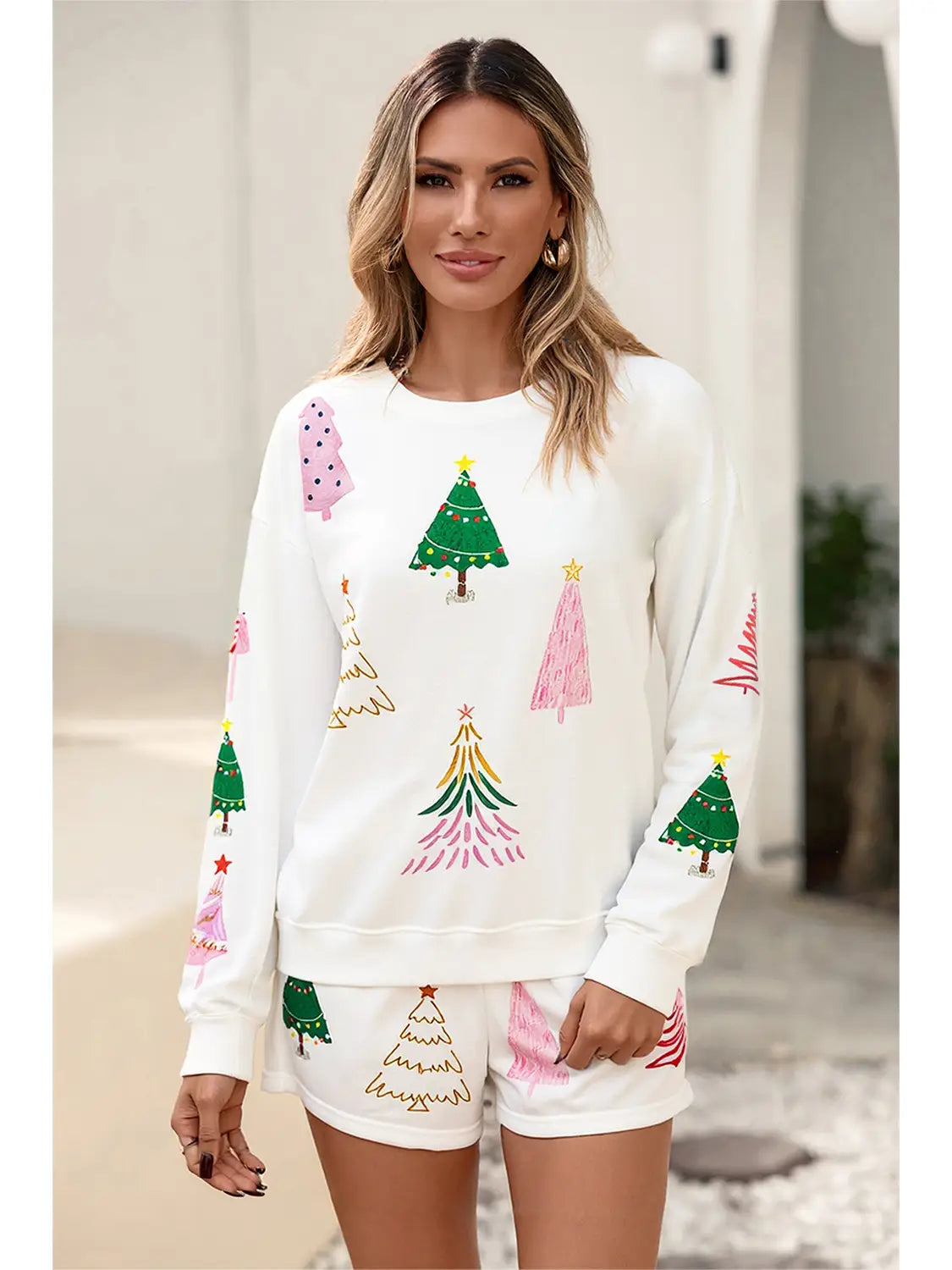 Christmas Tree Long Sleeve Lounge Set