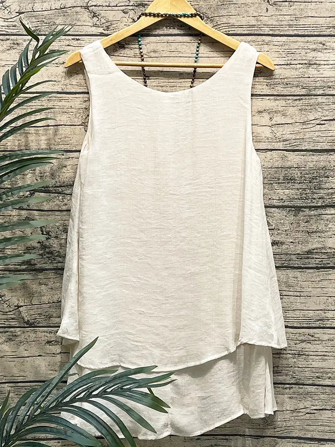 Tiered White Tank Top