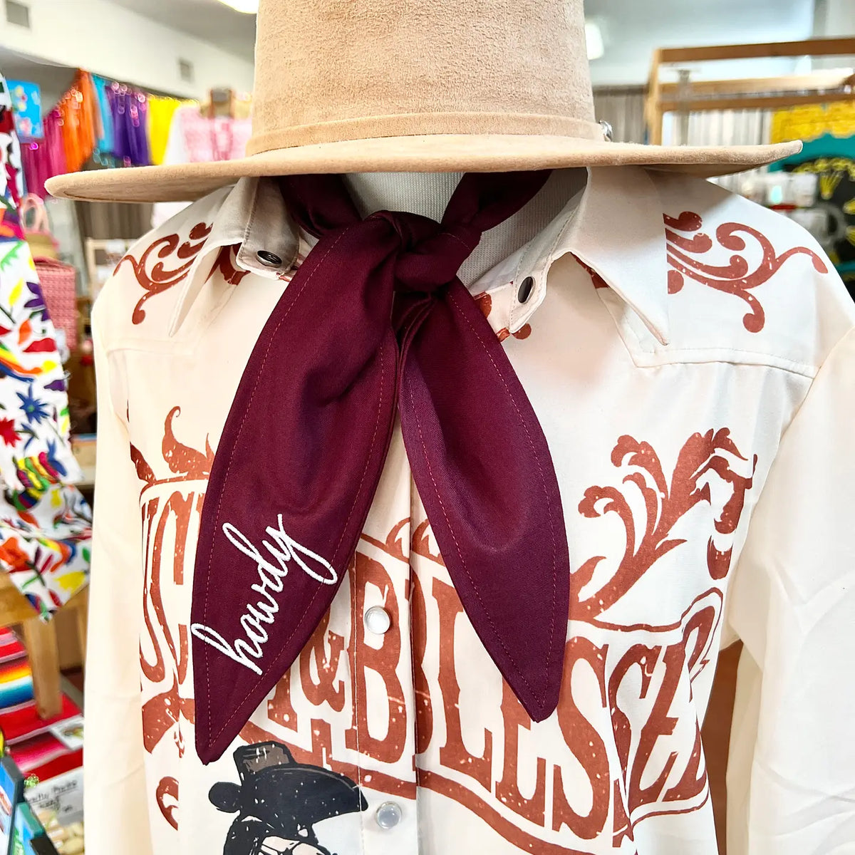 Howdy Embroidered Ascot Scarf