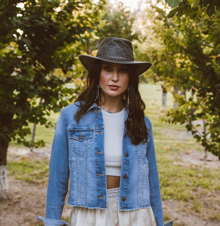 Leather Crushable Outback Hat - Bomber Grey