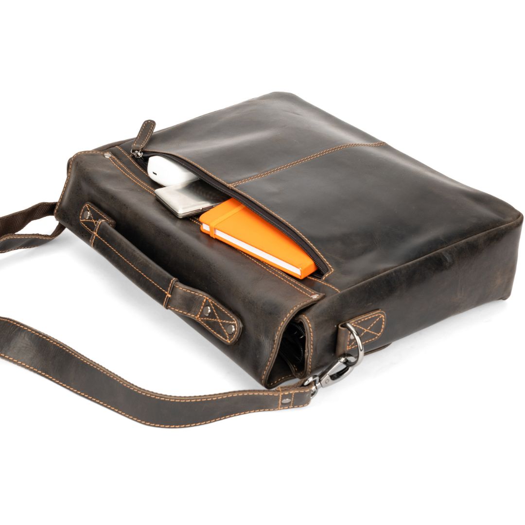 Portland Leather Laptop Bag - Brown