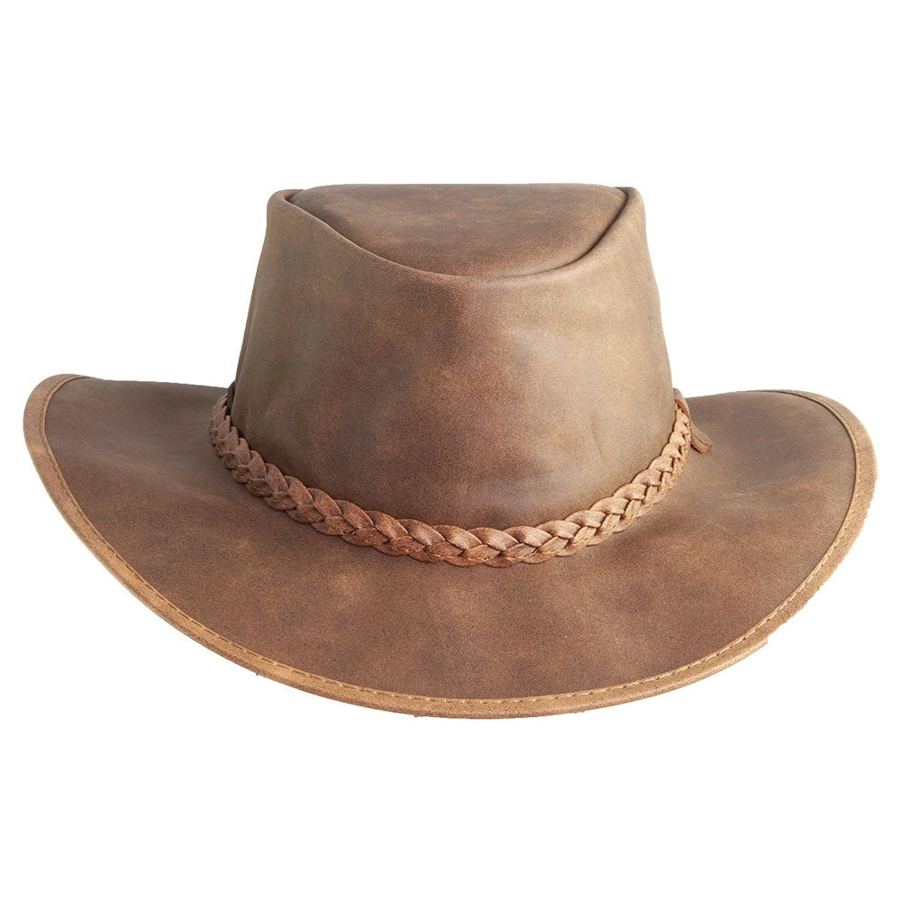 Leather Crushable Outback Hat - Copper