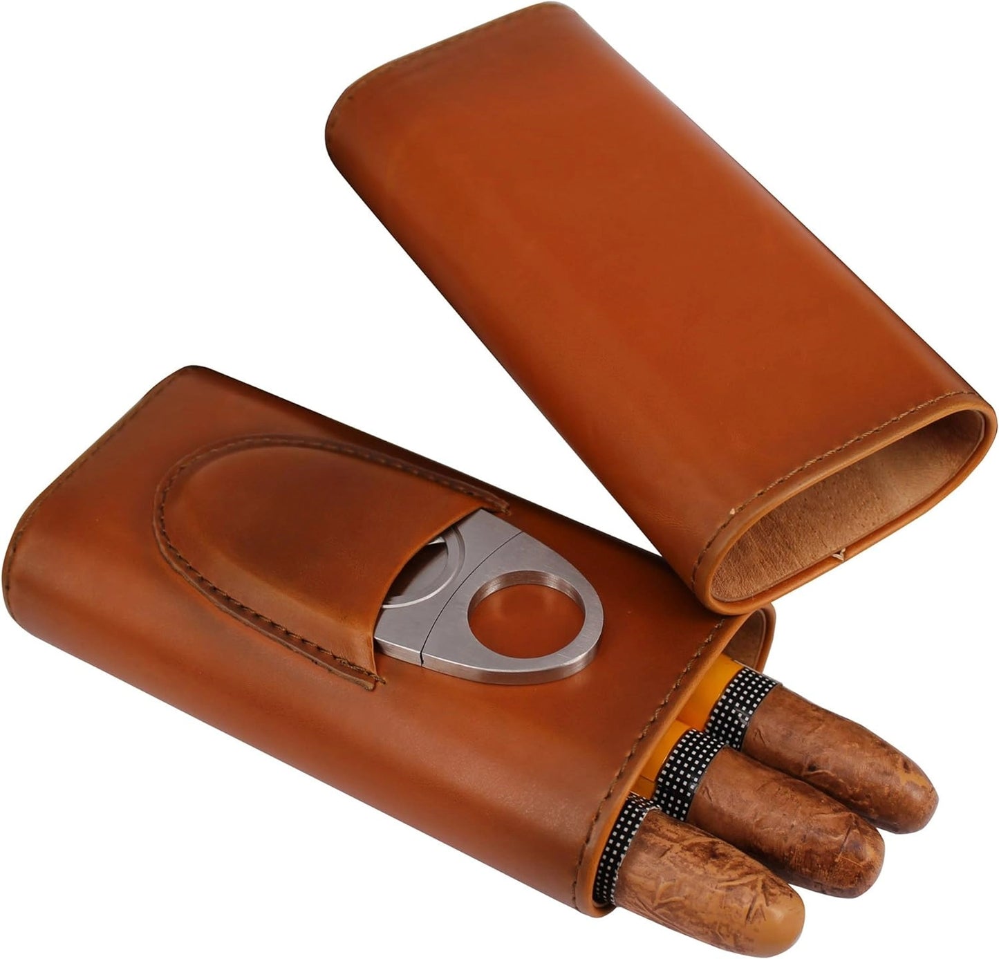 Leather Cigar Case/Humidor w/ Cutter