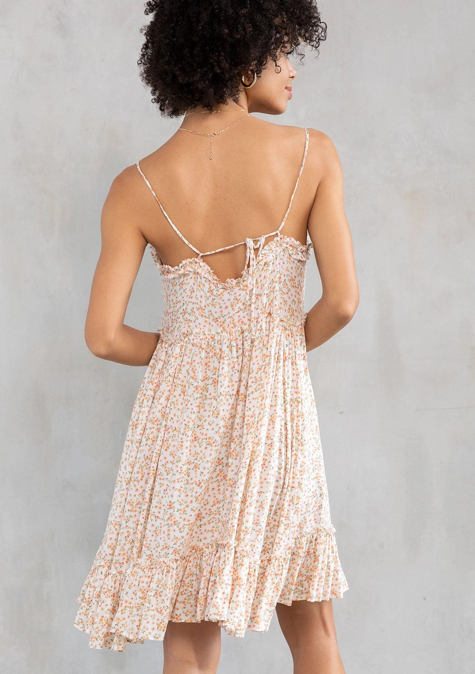Ditsy Floral Print Panel Mini Dress