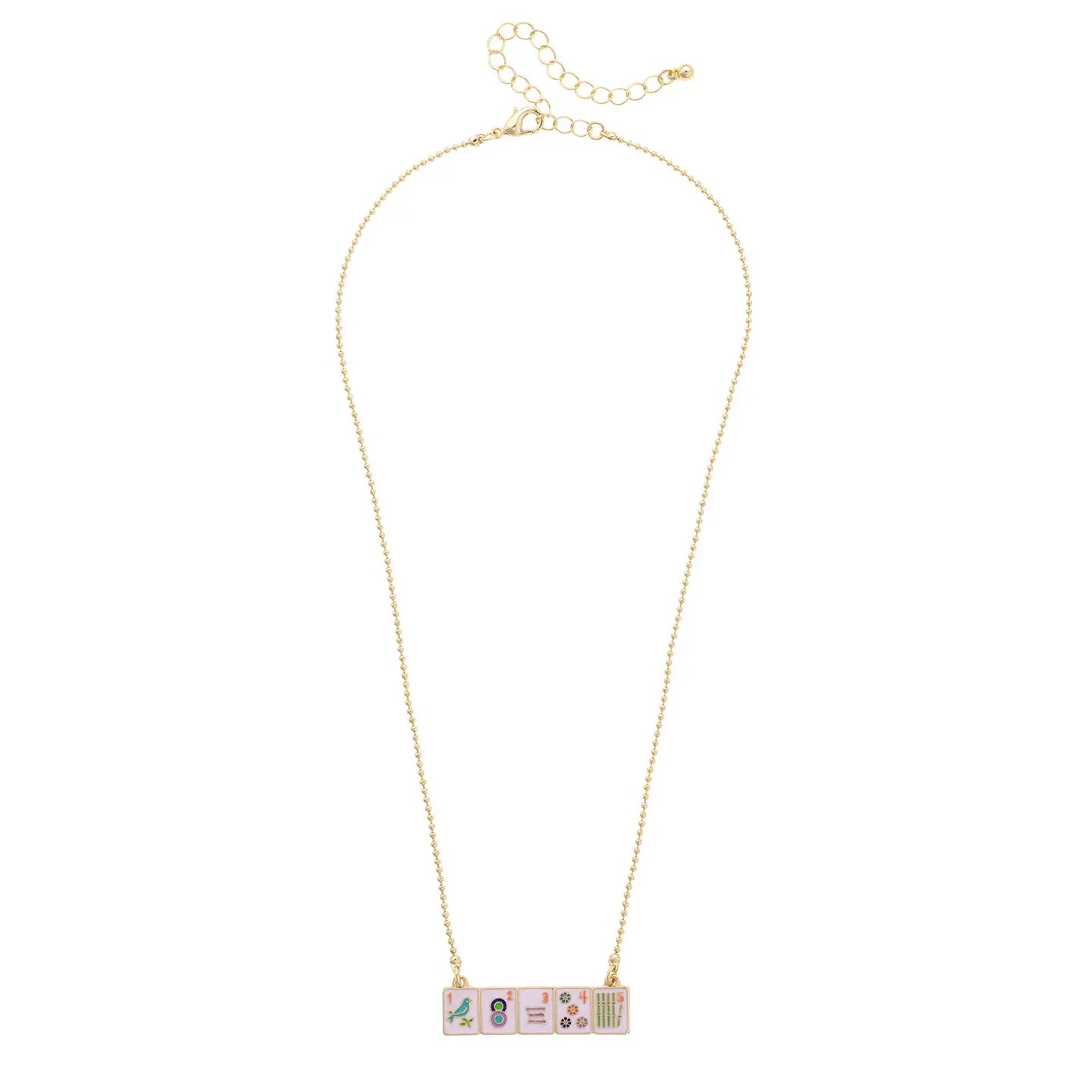 Mahjong Enamel Tile Wall Necklace