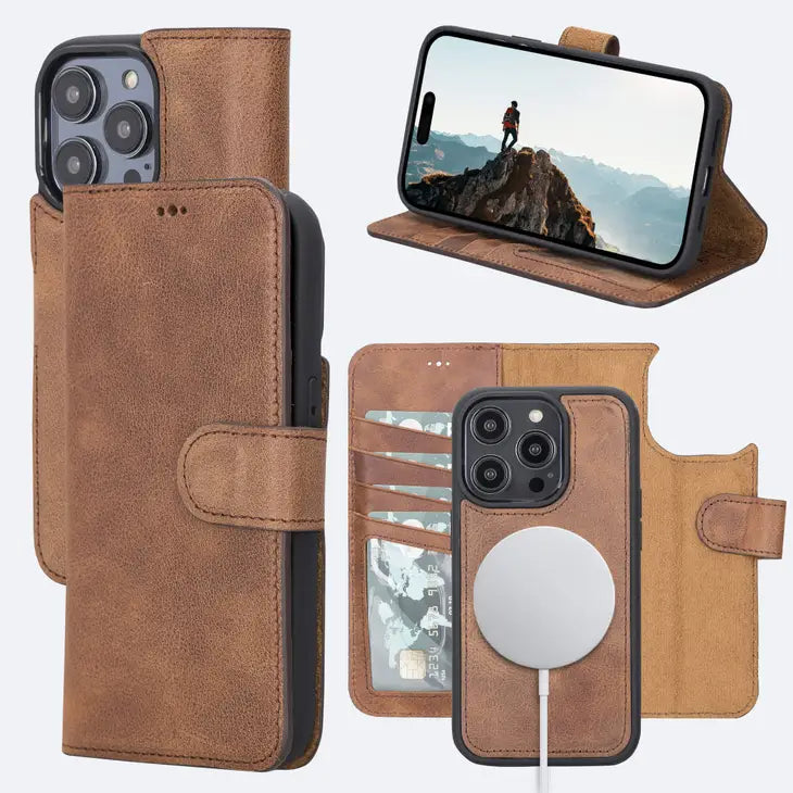 iPhone 14 Pro Max Leather Wallet Case