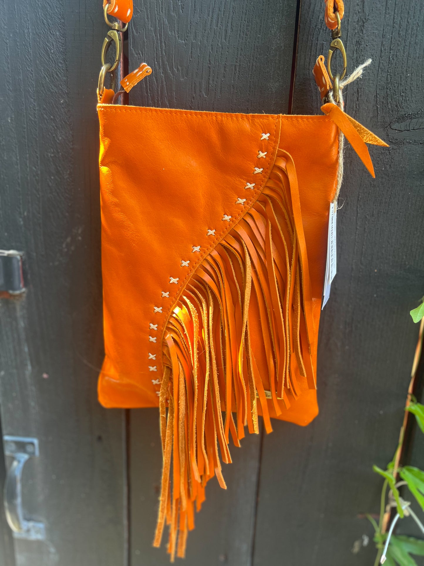 Pranee Austin "Holly" Fringe Crossbody Purse in Orange