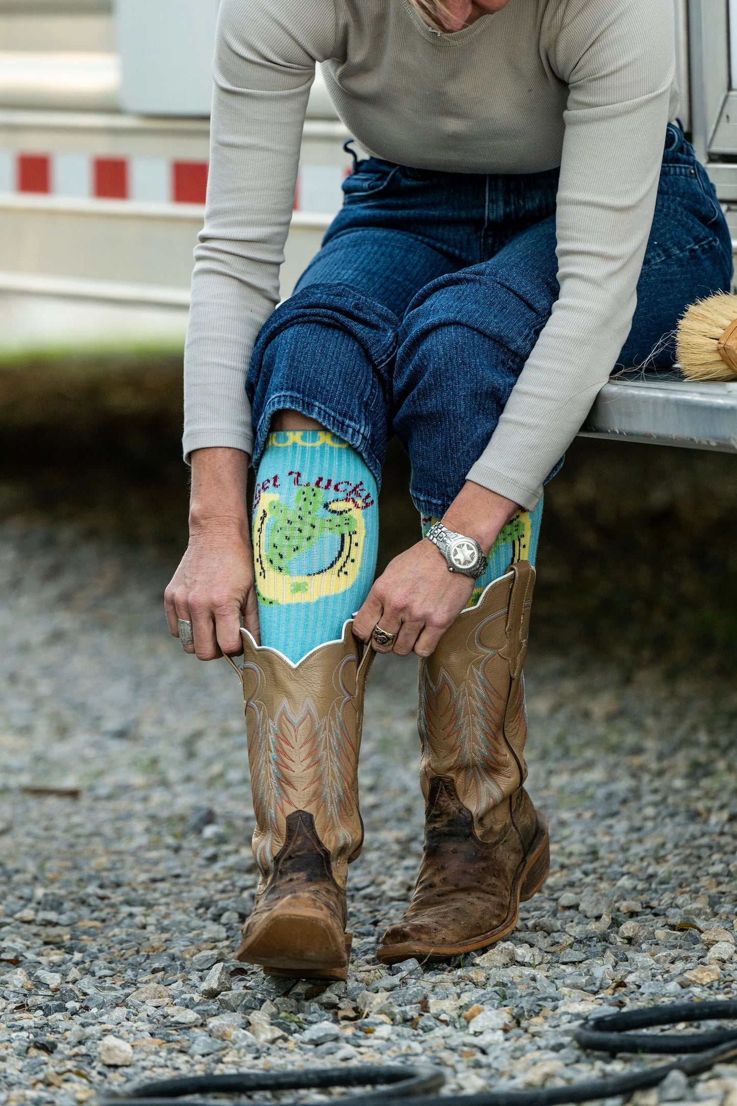 Lucky Chuck Get Lucky Aqua Boot Socks