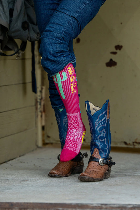 Lucky Chuck Take The Risk Hot Pink Boot Socks