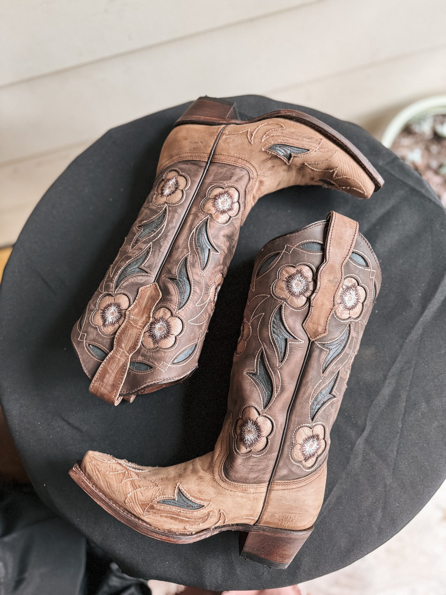 Circle G LD Sand Inlay & Embroidery Boot