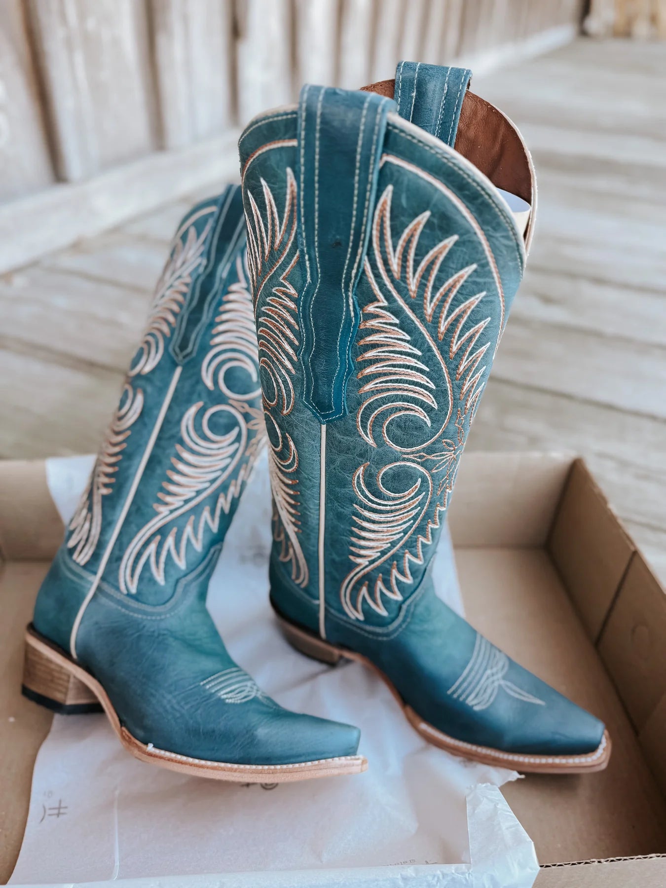 Circle G Distressed Blue Embroidery Boots