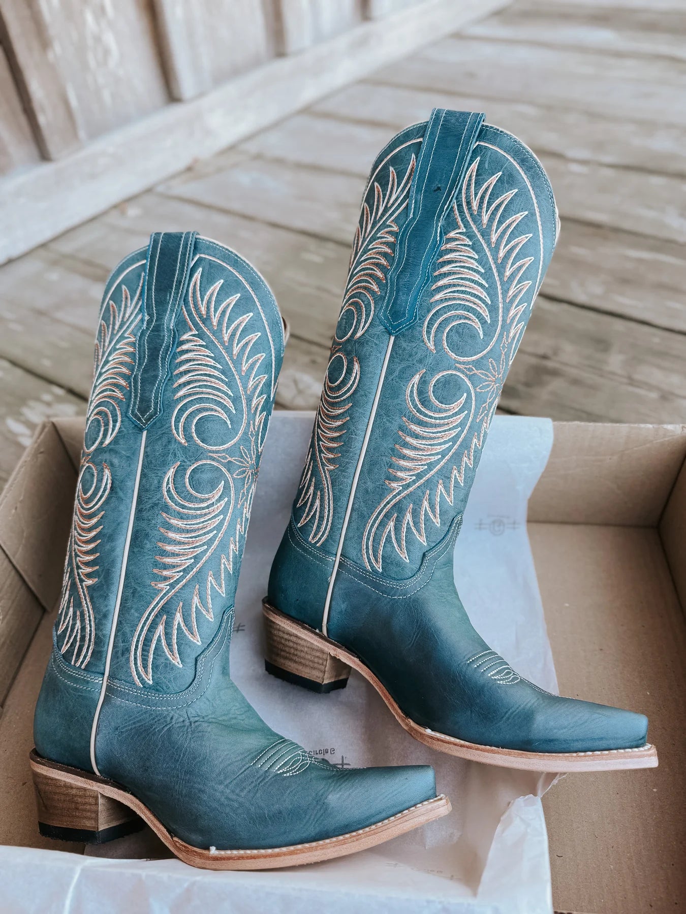 Circle G Distressed Blue Embroidery Boots