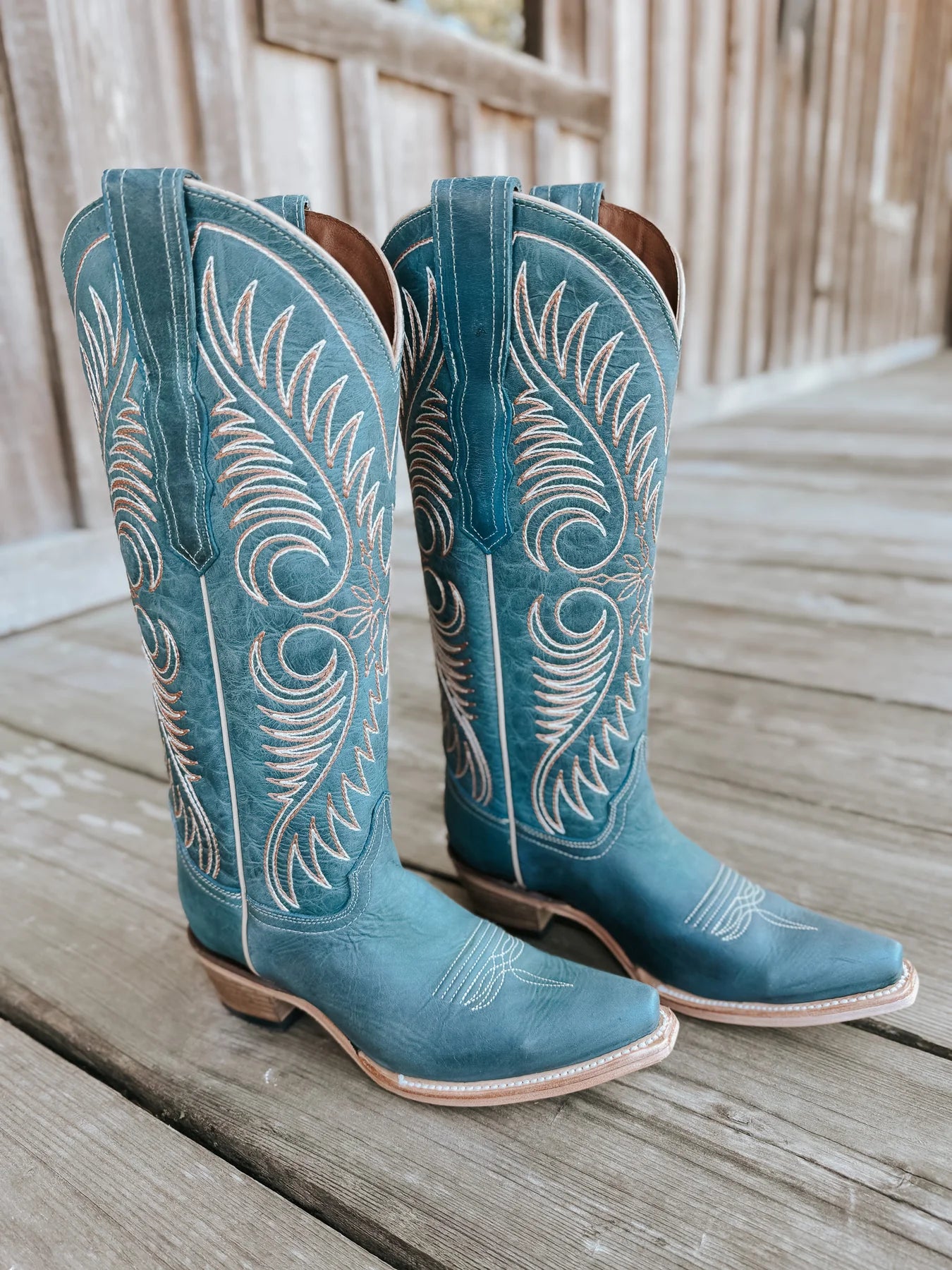 Circle G Distressed Blue Embroidery Boots