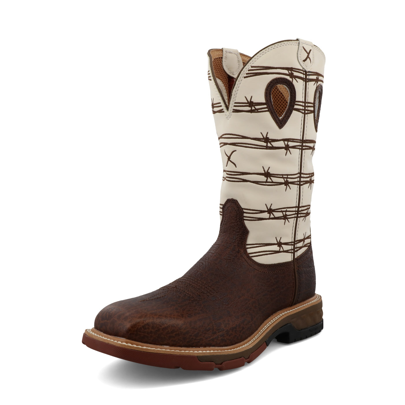 Twisted X Western Work Boot - Brown Elephant Print & Bone