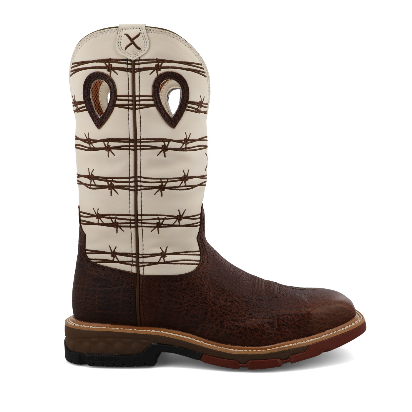 Twisted X Western Work Boot - Brown Elephant Print & Bone