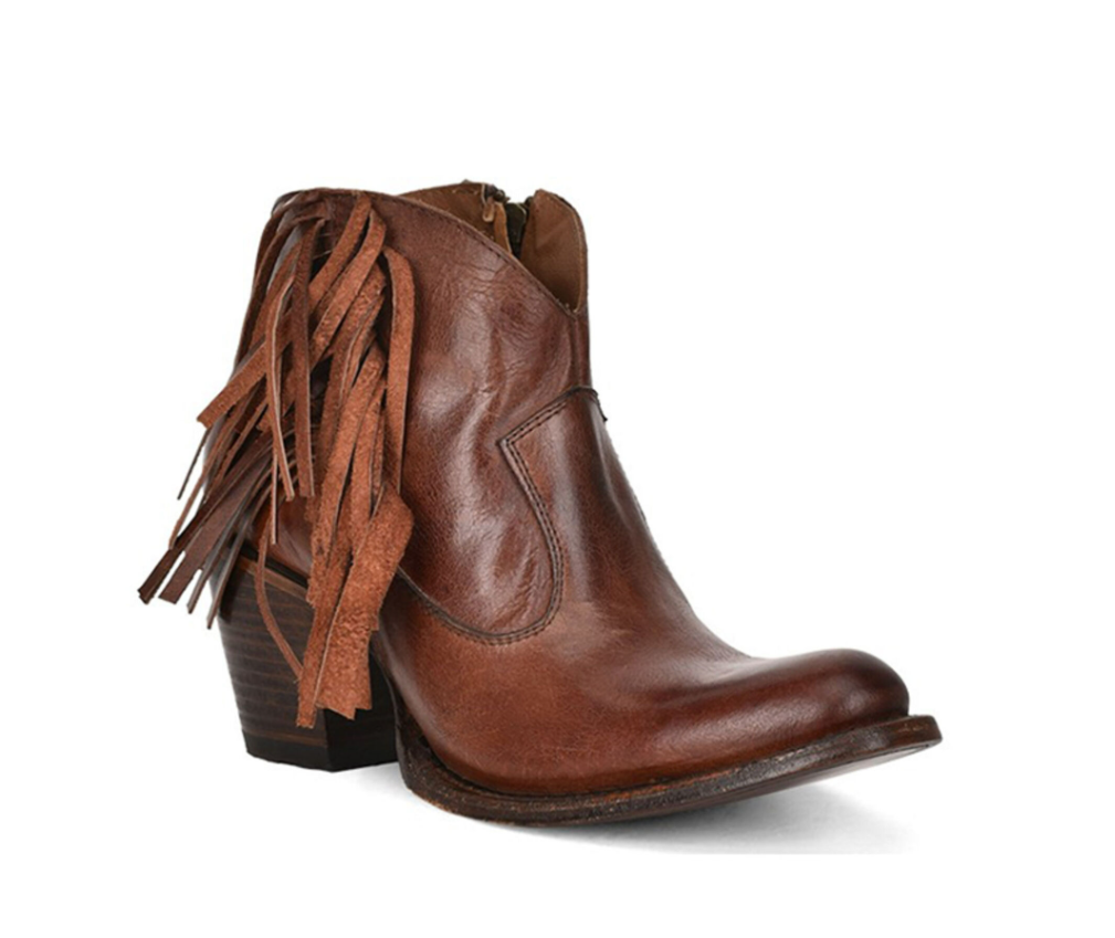 Circle G LD Honey Fringe Ankle Bootie Round Toe