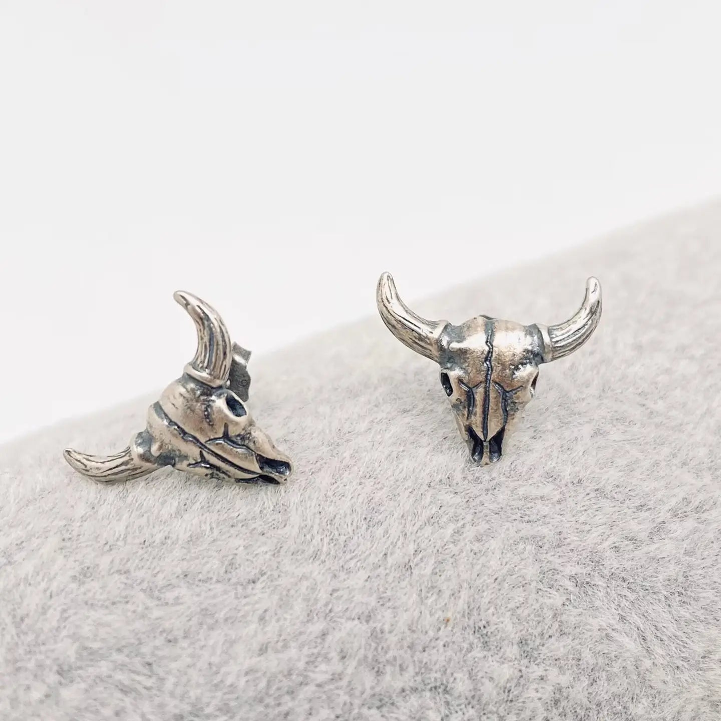 Sterling Silver Skull Stud Earrings