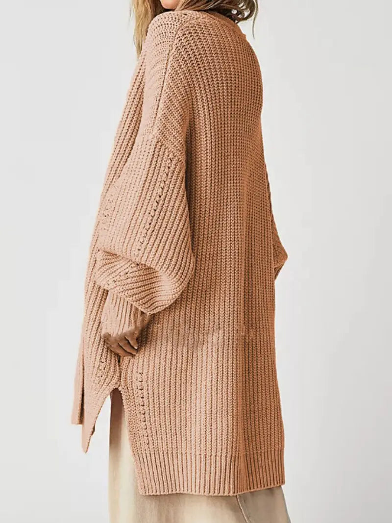 Hollowed Out Long Knit Cardigan