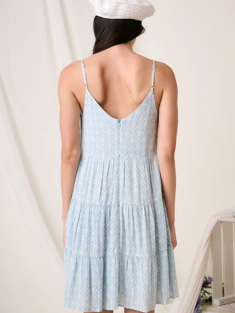 Blue Geo Pineapple Print Mini Dress