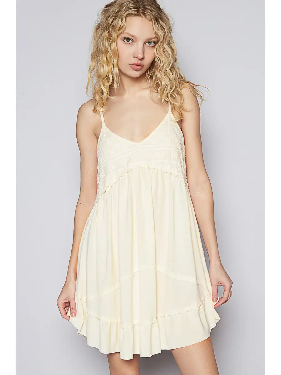 Sleeveless Lace Cami Mini Dress