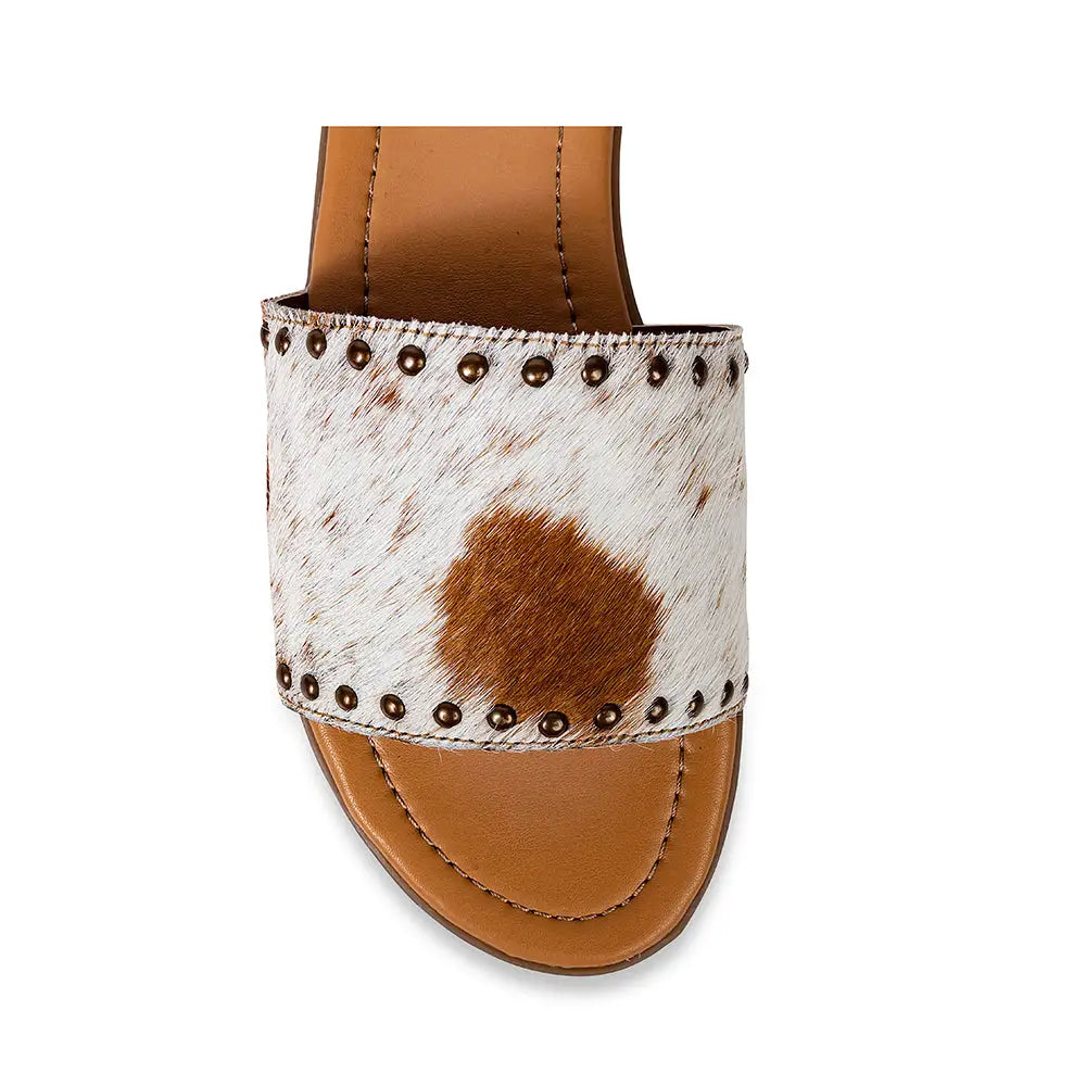 Lettie Ridge Leather Sandals in Light Cowhide