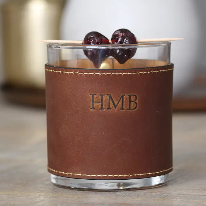 Whiskey Glass with Leather Cuff Sleeve