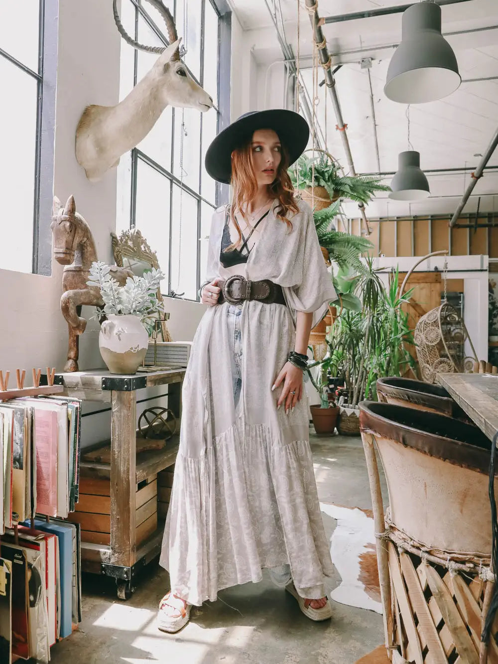 Airy Paisley Drape Kimono