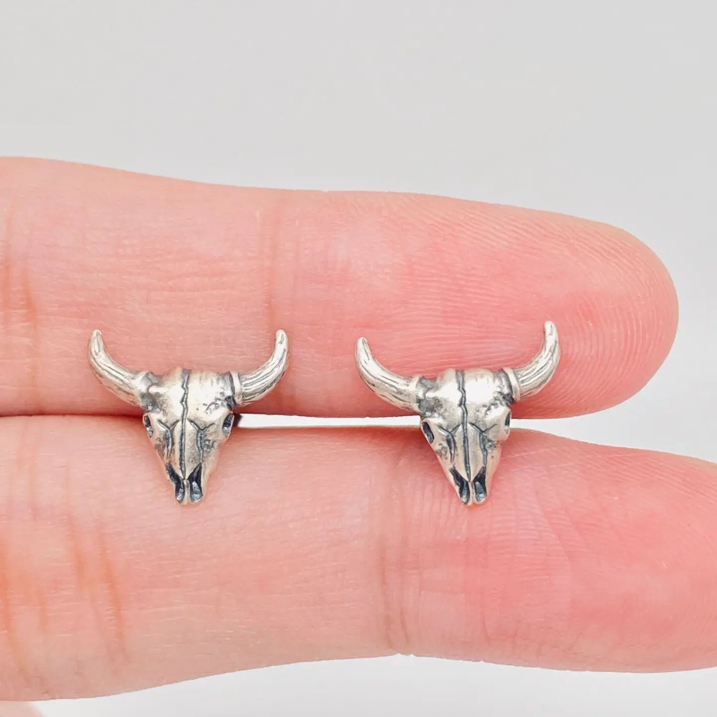 Sterling Silver Skull Stud Earrings