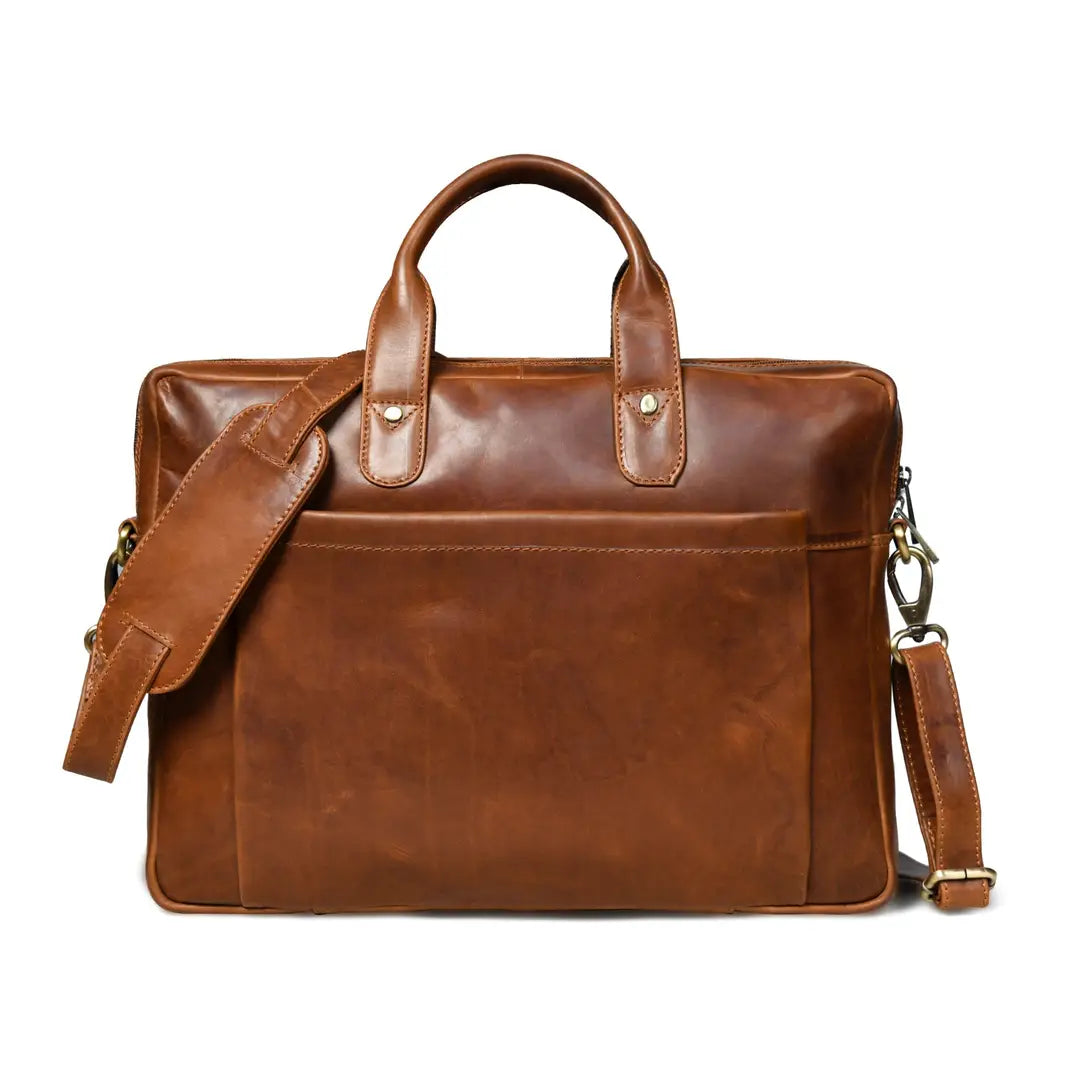 Denver Slim Leather Laptop Briefcase