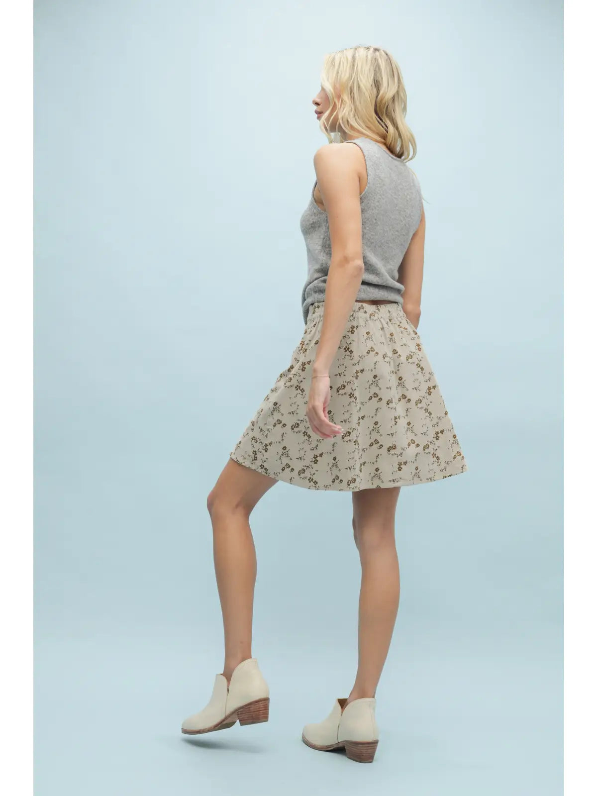 Floral Corduroy Cotton Mini Skirt