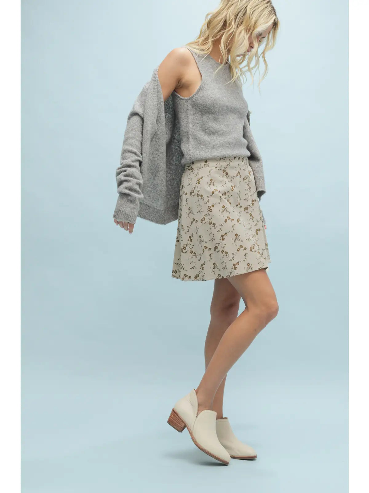 Floral Corduroy Cotton Mini Skirt