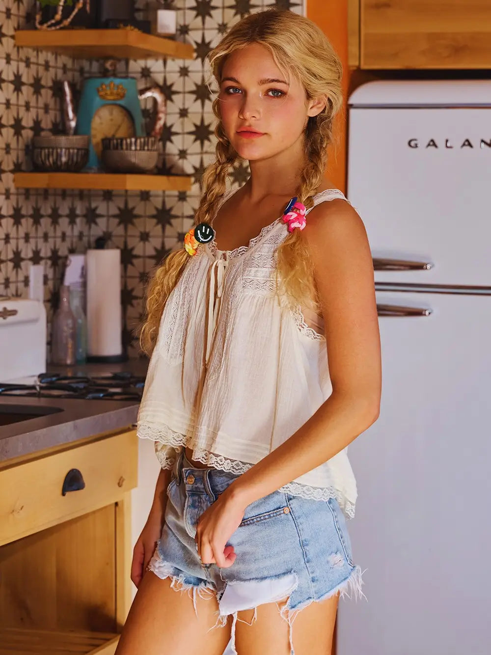 Front Lace Trimmed Tank Top