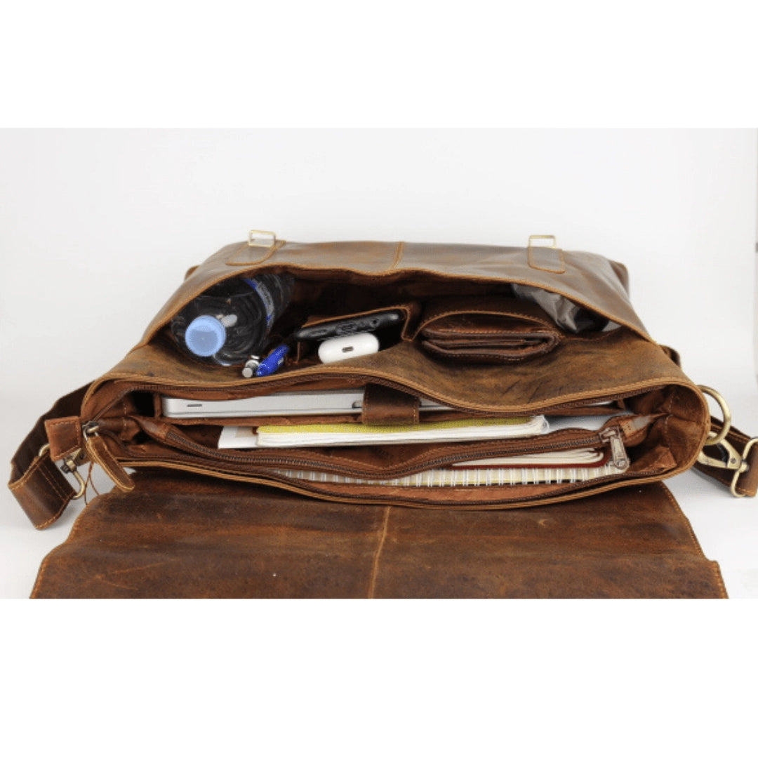 Portland Leather Laptop Bag - Sandal