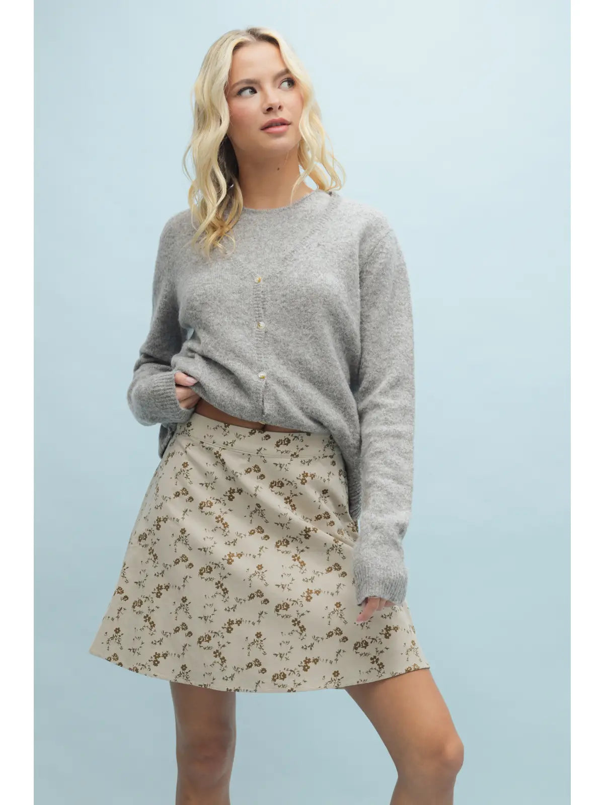Floral Corduroy Cotton Mini Skirt