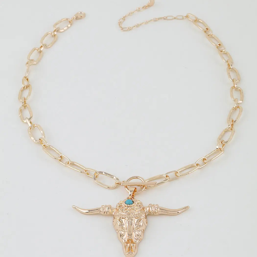 Antique Bull Toggle Link Chain Necklace
