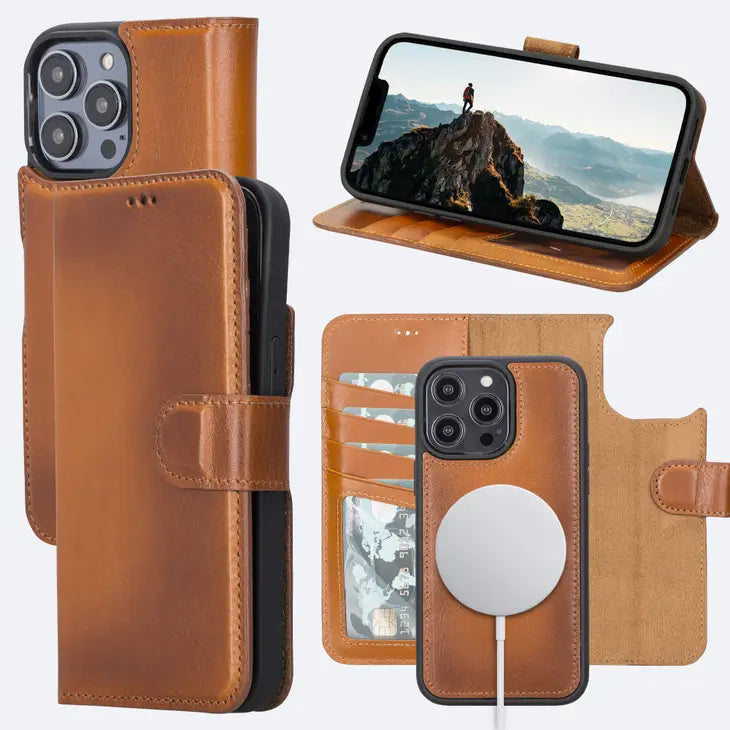 iPhone 14 Pro Max Leather Wallet Case