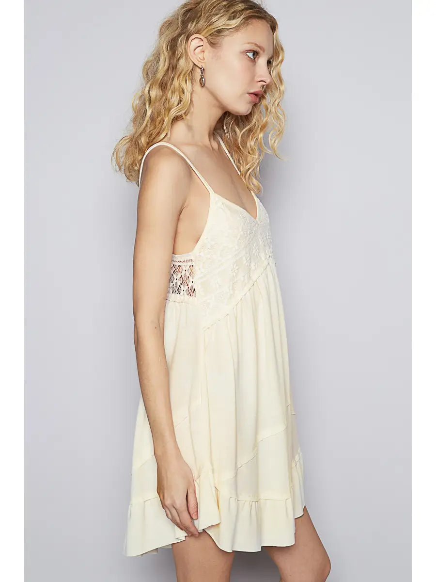 Sleeveless Lace Cami Mini Dress
