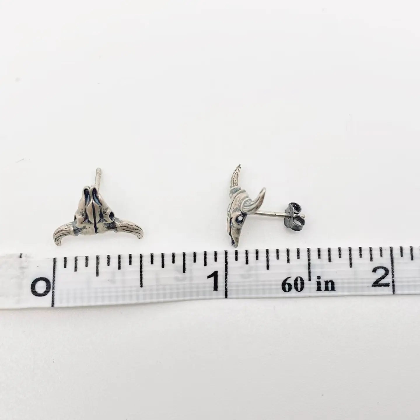 Sterling Silver Skull Stud Earrings