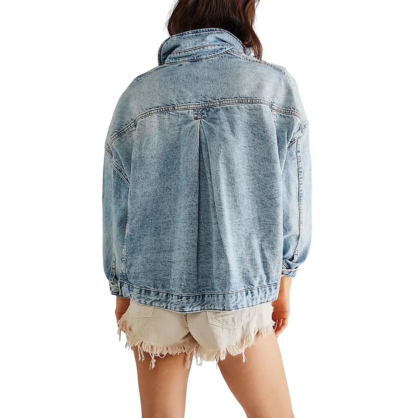 Trendy Loose Denim Button Up Jacket