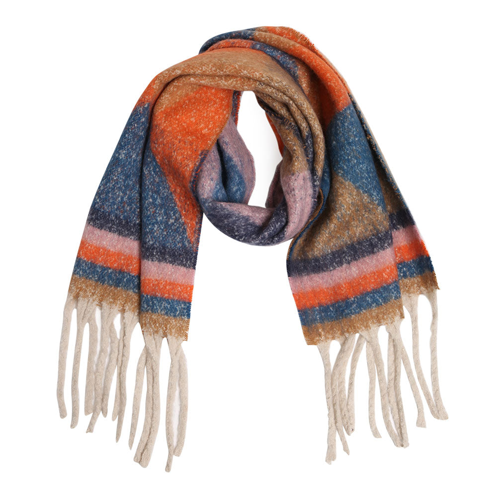 Cozy Geometric Plaid Oversized Scarf